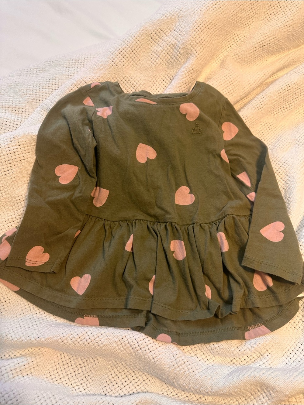 GAP Baby Olive Green Top with Pink Dot